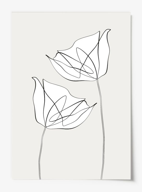 Line Art Flowers Download Poster